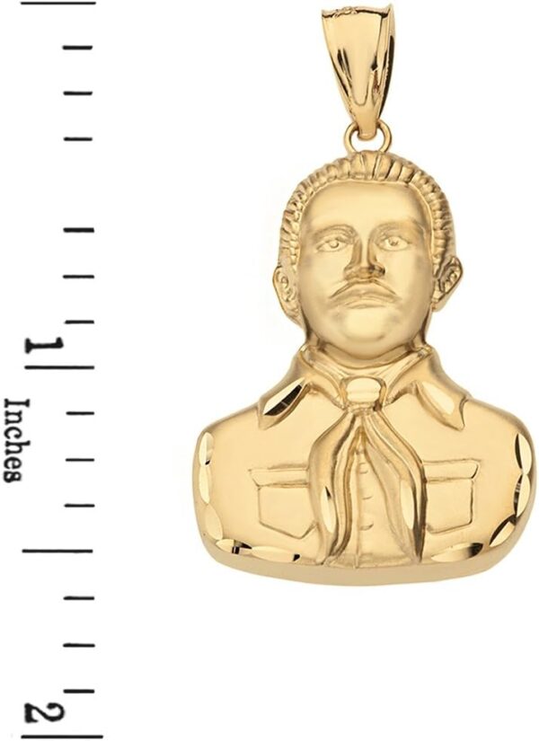 Solid 10k Gold Jesus Malverde Sinaloa Narco Saint Pendant Necklace - Image 3