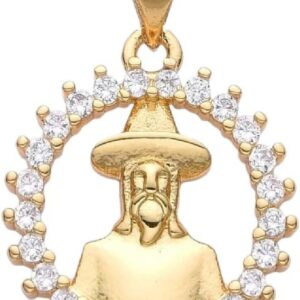 New For Trendy 2025 Gold Plated Oval Jesus Malverde Pendant Jose Gregorio Hernandez Necklace For Women Men Angel Of The Poor Charms Catholic Jewelry Fashion Accessories Creative Gift