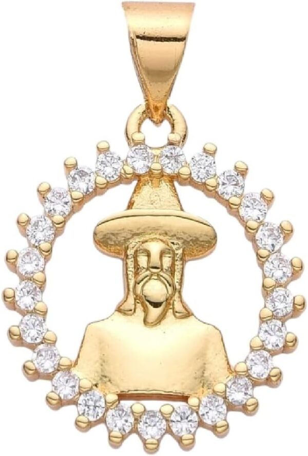 New for Trendy 2025 Gold Plated Oval Jesus Malverde Pendant Jose Gregorio Hernandez Necklace for Women Men Angel of The Poor Charms Catholic Jewelry Fashion Accessories Creative Gift