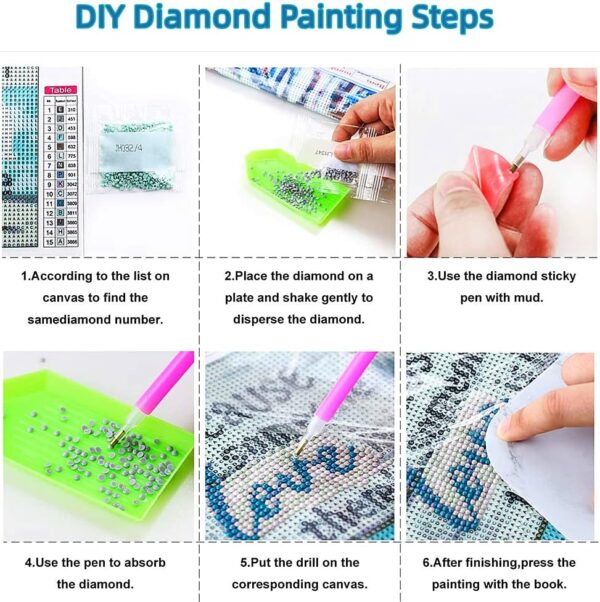 DIY Diamond Art Painting Kits for Adults Black and Purple Sugar Skull Girl Round Full Drill Canvas Gems Cross Stitch Art Kit 5D Painting by Diamond Mosaic Craft for Halloween 30x40cm(1) - Image 3