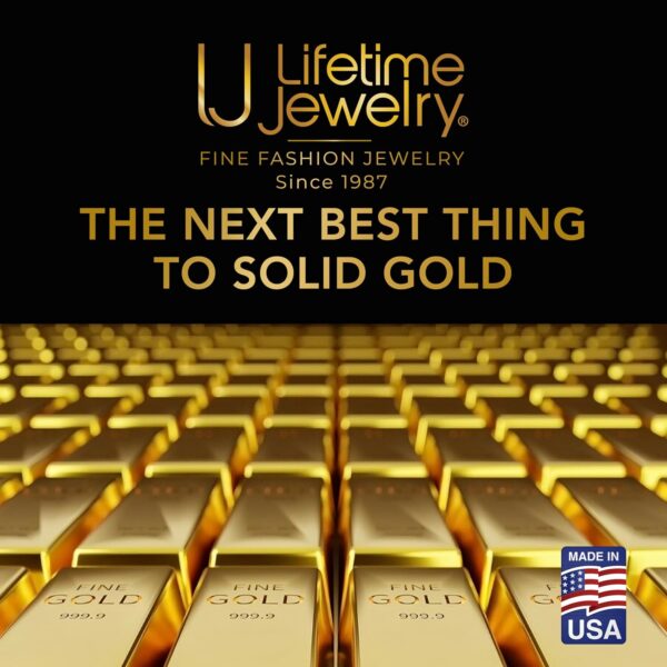 LIFETIME JEWELRY Four Diamond Cuts Cross Necklace 24k Gold Plated for Women Men - Image 7