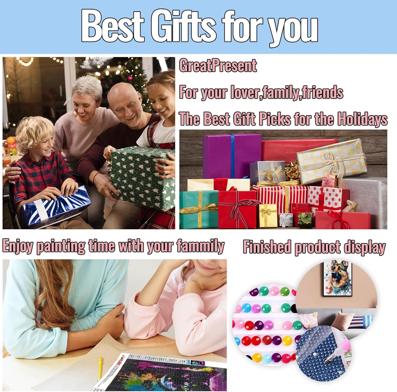 Golden Sugar Skull Diamond Painting, Sugar Skull Diamond Painting Kits, 5D DIY Diamond Painting Kits for Adults Kids Diamond Art, for Room Home Wall Decor Gift 12x16 inch - Image 4