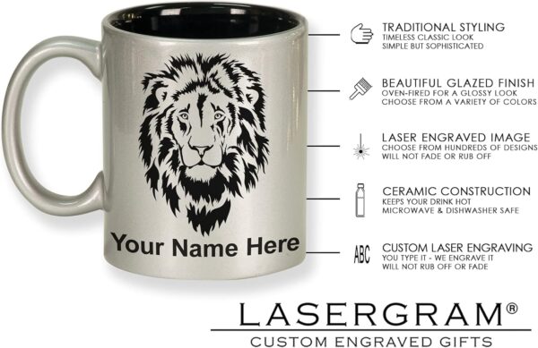 LaserGram 11oz Round Ceramic Coffee Mug, Santa Muerte, Personalized Engraving Included (Silver) - Image 6