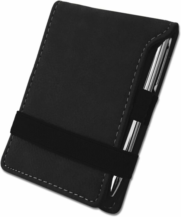 LaserGram Mini Padfolio with Notepad and Pen, Santa Muerte, Personalized Engraving Included (Black with Gold) - Image 2