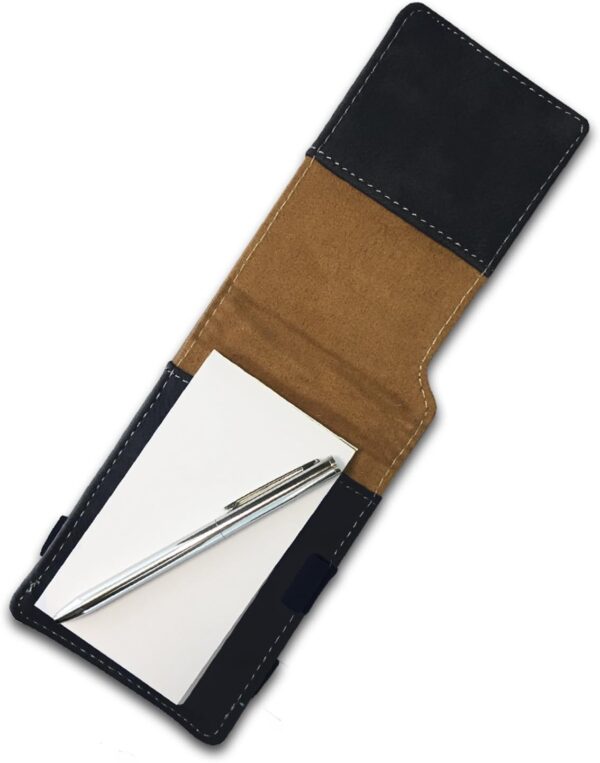 LaserGram Mini Padfolio with Notepad and Pen, Santa Muerte, Personalized Engraving Included (Black with Gold) - Image 5