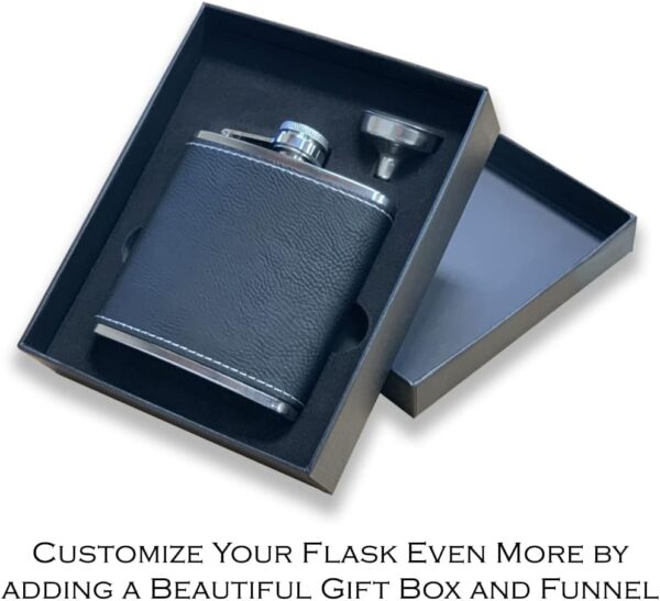LaserGram Faux Leather Flask, Santa Muerte, Personalized Engraving Included (Black With Silver) - Image 3