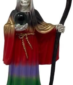 Cannan Standing Holy Death 7 Colors Holding Crystal Ball & Scythe 9" Santa Muerte 7 Potencias