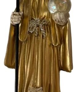 Santa Muerte Con Base De Monedas 5" Tunica Dorada Mini Coin Base Holy Death Grim Reaper Gold Tunic Color Abundance