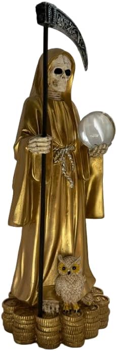 Gold Tunic Color Holy Death Grim Reaper 12" Coin Base Abundance & Money Santa Muerte Manto Dorado - Image 2