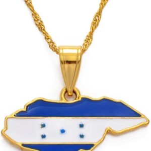 Honduras Flag Map Necklace