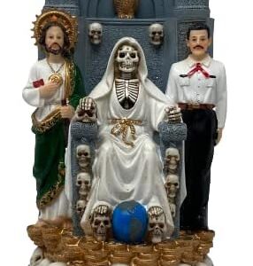 Cannan Santa Muerte 12" con San Judas y Jesus Malverde Holy Death with St. Jude Jude & Malverde