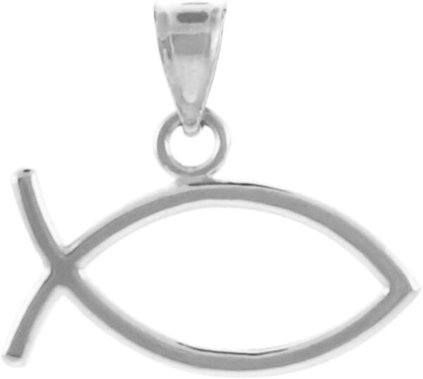925 Sterling Silver Horizontal Ichthus Charm Christian Fish Pendant