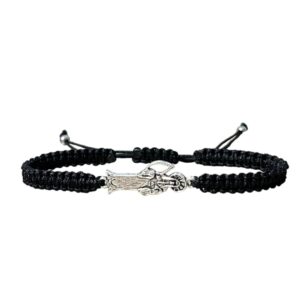 Silver Plated Grim Reaper Bracelet -Holy Death Santa Halloween Connector Pendant gift for men,women,Halloween -multiple color (BLACK)