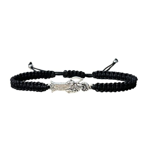 Silver Plated Grim Reaper Bracelet -Holy Death Santa Halloween Connector Pendant gift for men,women,Halloween -multiple color (BLACK)