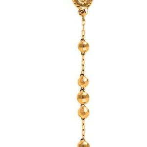 Savlano 14K Gold Plated Beaded Rosary Cross Necklace – 6.5MM Crucifix Cross Medallion Rosary Chain Y-Necklace for Women & Men Religious Jewelry Comes in Gold, Gold-Rose-Silver with a Gift Box
