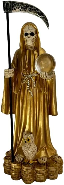 Gold Tunic Color Holy Death Grim Reaper 12" Coin Base Abundance & Money Santa Muerte Manto Dorado - Image 4