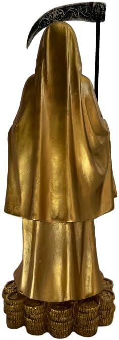 Gold Tunic Color Holy Death Grim Reaper 12" Coin Base Abundance & Money Santa Muerte Manto Dorado - Image 3