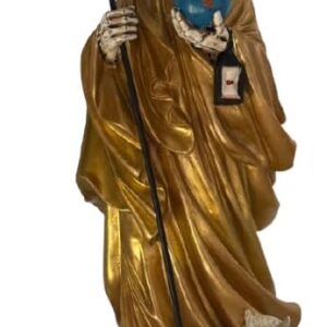 Coin Base Holy Death Grim Reaper Gold Tunic Color 12" Santa Muerte Manto Dorado Abundancia Resin Figure
