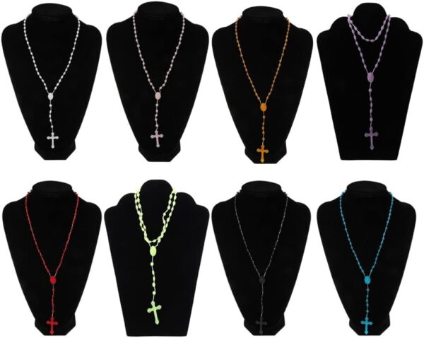 Plastic Rosary Beads Luminous Necklace Catholicism Prayer Religious Jewelry, Cross Necklace for Women, Cross Necklace for Men, Women's Chain Necklaces, Men's Necklaces - Image 2