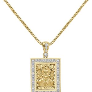 Real 10K Solid Gold Jesús Malverde Sinaloa Narco-Saint Pendent Charm 1.25''