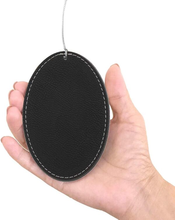 LaserGram Personalized Christmas Ornament, Malverde, Faux Leather, Custom Laser Engraved Gift Idea (Oval Shape, Black with Silver) - Image 4