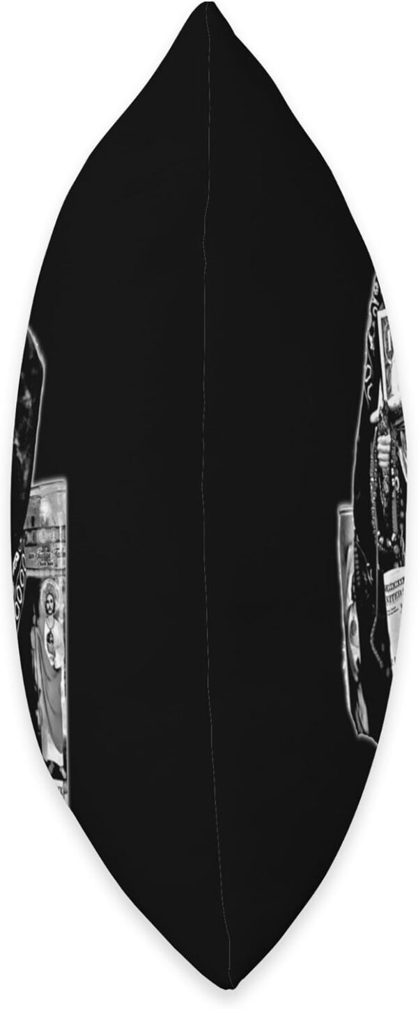 San Judas Tadeo - Jesus Malverde, Black and White Throw Pillow - Image 2