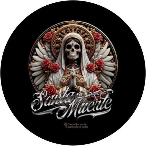 Santa Muerte Statue Design Praying Santa Muerte PopSockets Adhesive PopGrip - Image 3