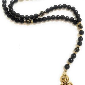 Acrylic Holy death's necklace, rosary style. Collar de la Santa Muerte de acrilico estilo rosario. Grim reaper Y style necklace.