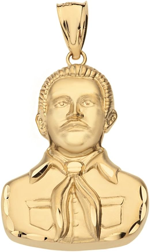Solid 10k Yellow Gold Jesus Malverde Sinaloa Narco Saint Pendant