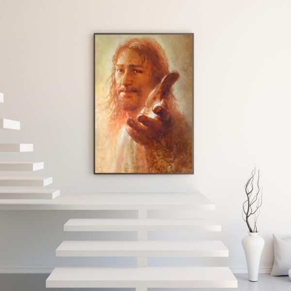 Jesus Wall Art Canvas Painting Hand of God Jesus Picture Jesus Walking Art Divine Mercy Poster Prints Christian Wall Decor(12x16 inches-Unframed) - Image 3
