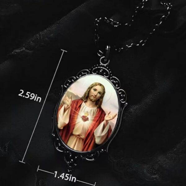 NIGHTCRUZ Sacred Heart of Jesus Necklace - Jesus Christ Cameo Pendant - Faith Religious Amulet Gifts - Image 4