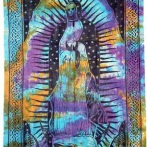 Treasures Stones Crystals & More Santa Muerte Tapestry 108" x 72" Multicolor Cotton Wall Mount Indoor Living Room Bedroom