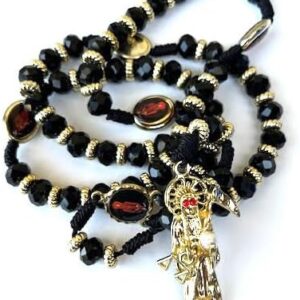 Rosario de La SantaMuerte. Holy Death Necklace., Black