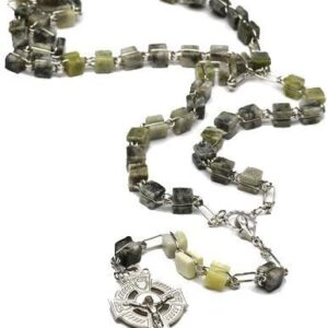 JC Walsh and Sons Handcrafted Irish Square Beads Connemara Marble Rosary Celtic Cross Gift Birthday Present