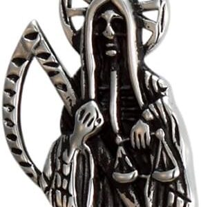 Holy Saint Death Santa Muerte Skull Biker Pendant Necklace Stainless Steel
