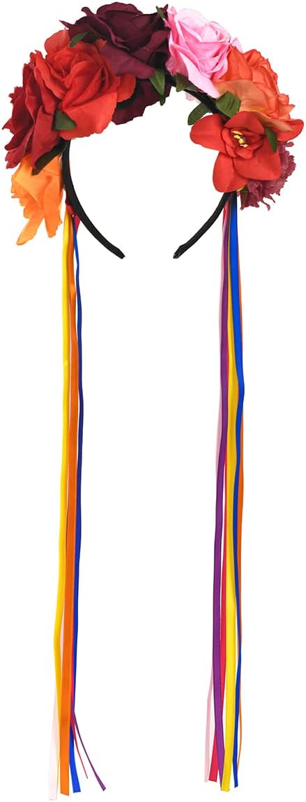 Dia de los muertos Day of the dead Headpiece Flower Crown Ribbon Headband Party Costume NC22