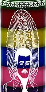 INDIO 7 Day 7 Color Glass Candle Jesus Malverde
