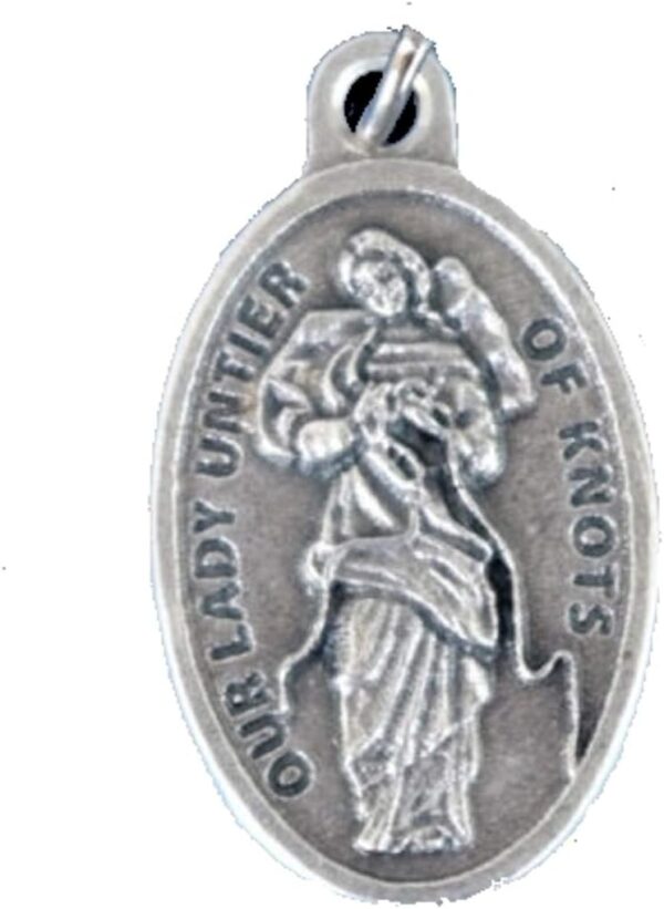 Our Lady Undoer Untier of Knots Silver Oxidized Medal Blessed by His Holiness