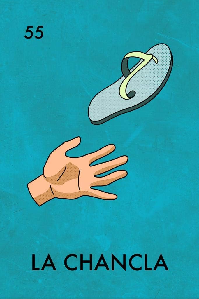 Laminated La Chancla Sandal Mexican Lottery Funny Parody Abuela Mama Day Of Dead Dia Los Muertos Decorations Mexico Throwing Shoe Party Spanish Native Poster Dry Erase Wall Art 16x24