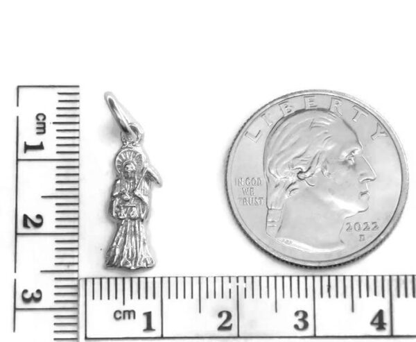 Tiny Santa Muerte Holy Death Small .925 Sterling Silver Charm Pendant - Image 3