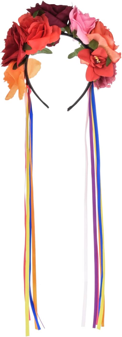 Dia de los muertos Day of the dead Headpiece Flower Crown Ribbon Headband Party Costume NC22 - Image 2