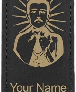 LaserGram Bottle Opener, Malverde, Personalized Engraving Included (Faux Leather, Black & Gold)