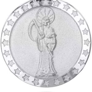 .925 Sterling Silver Nuestra Señora de la Santa Muerte Our Lady of the Holy Death Medallion Pendant Necklace - Choice of Pendant Only or Chain Length