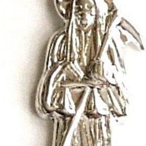925 Sterling Silver Grim Reaper Pendant for Good Luck 32X10mm / Dije de Santa Muerte en 925 Plata para Buena Suerte