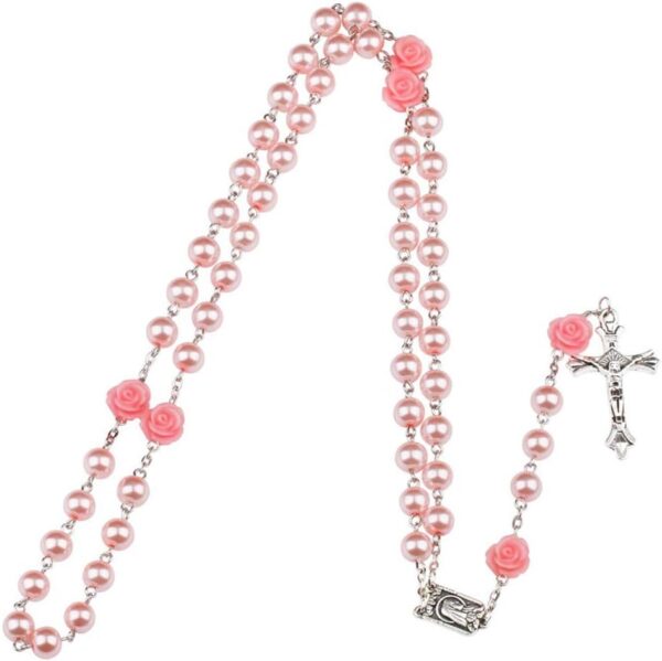 Rosary Beads Catholic for Women Rosaries Catholic Bulk Pearl Necklace with Jesus Christ Crucifix Cross First Communion Confirmation Gifts White, Pink, Black, Red, Purple, Royal Blue - Image 5