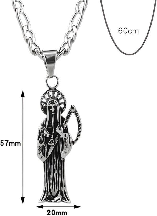 Mai & Claire 925 Sterling Silver Santa Muerte Necklace For Women And Men - 14K Gold Filled La Santa Muerte Pendant Holy Saint Death Santa Muerte Skull Delicate Hip Hop Jewelry Religious Amulet Gifts - Image 4