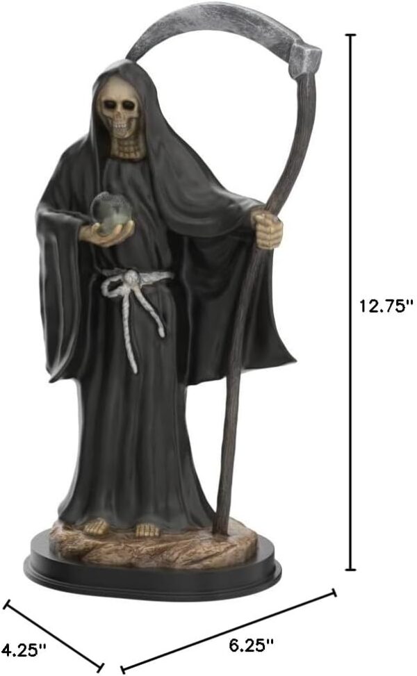 Ebros Gift 12.75" Tall Holy Death Santa Muerte Holding Scythe in Black Tunic Robe Statue Day of The Dead Decorative Figurine Symbol of Protection from The Evil Eye - Image 7