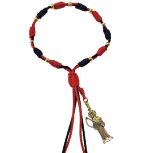 Santuario Jewelry Holy Death BK/RD Bracelet Santa Muerte pulsera oro laminado hecha a mano