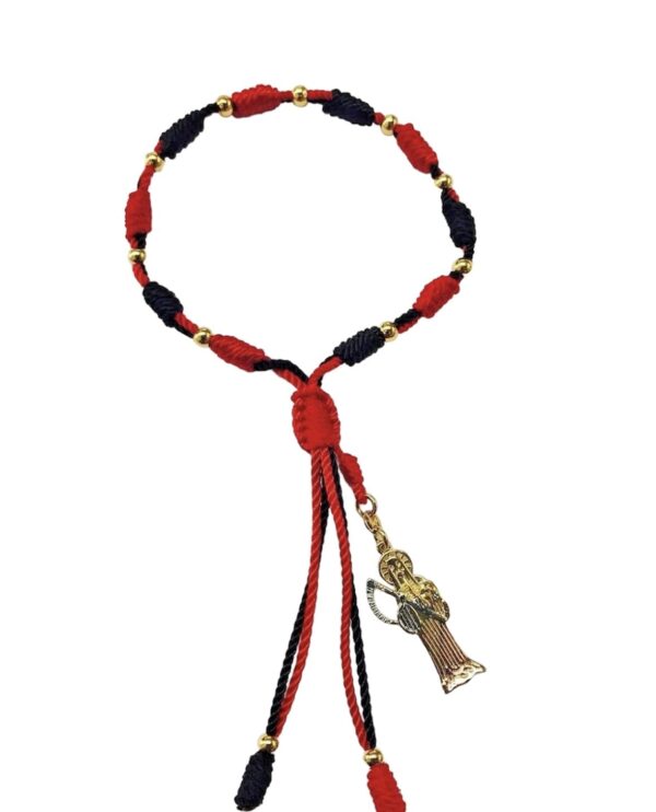 Santuario Jewelry Holy Death BK/RD Bracelet Santa Muerte pulsera oro laminado hecha a mano
