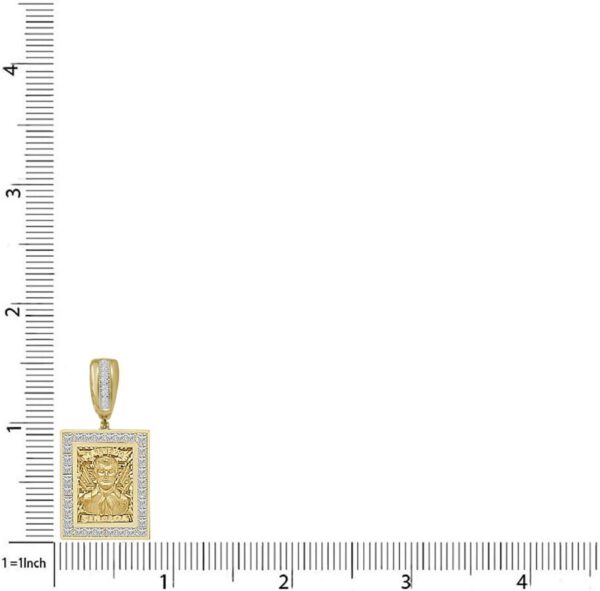 Small 1.60'' Real Sterling Silver Simulated Diamond 14K Gold Finish Jesus Malverde Sinaloa Narco El Santo Patron Frame Charm Pendant + Chain - Image 2